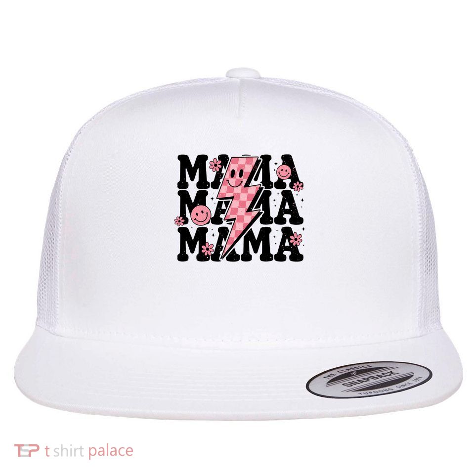Mama Retro Lovely Family Mother's Day Flat Bill Trucker Hat