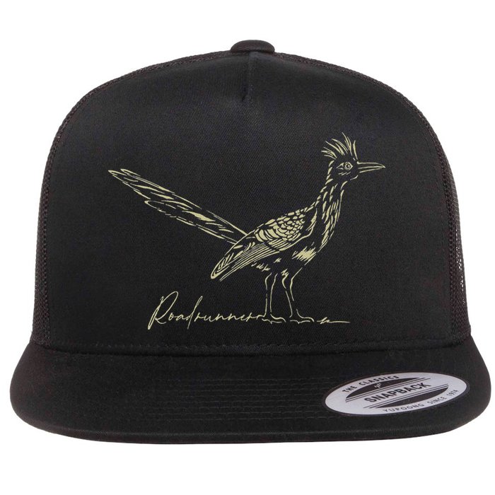 Minimalist Roadrunner Lover Distressed Flat Bill Trucker Hat