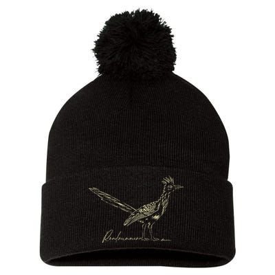 Minimalist Roadrunner Lover Distressed Pom Pom 12in Knit Beanie