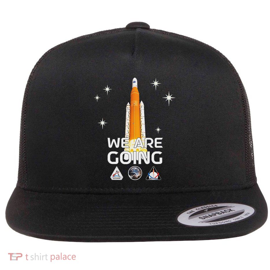 Moon Rocket Launch We Are Going Flat Bill Trucker Hat