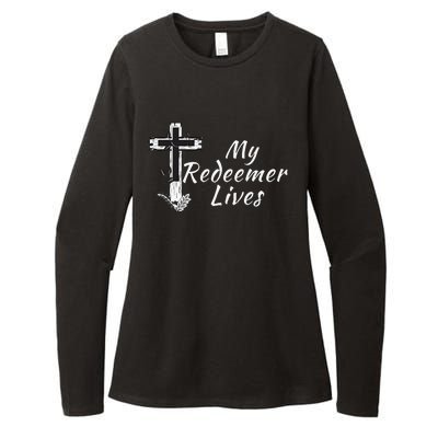 My Redeemer Lives Christian Easter Resurrection Sunday Womens CVC Long Sleeve Shirt