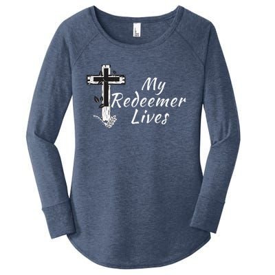 My Redeemer Lives Christian Easter Resurrection Sunday Women's Perfect Tri Tunic Long Sleeve Shirt