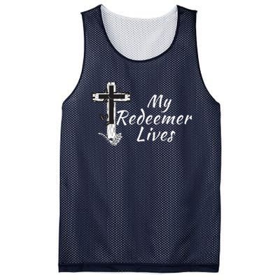 My Redeemer Lives Christian Easter Resurrection Sunday Mesh Reversible Basketball Jersey Tank