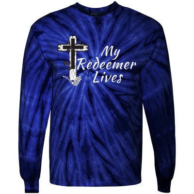 My Redeemer Lives Christian Easter Resurrection Sunday Tie-Dye Long Sleeve Shirt