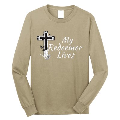 My Redeemer Lives Christian Easter Resurrection Sunday Long Sleeve Shirt