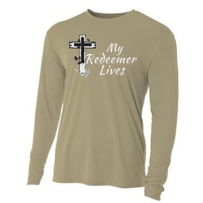 My Redeemer Lives Christian Easter Resurrection Sunday Cooling Performance Long Sleeve Crew