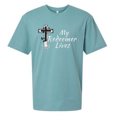 My Redeemer Lives Christian Easter Resurrection Sunday Sueded Cloud Jersey T-Shirt