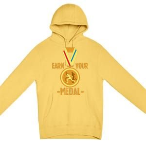 Marathon Running Medal Marathon Runner Finisher Marathoners Premium Pullover Hoodie