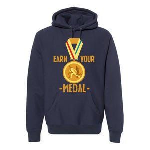 Marathon Running Medal Marathon Runner Finisher Marathoners Premium Hoodie