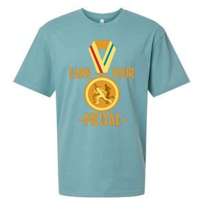 Marathon Running Medal Marathon Runner Finisher Marathoners Sueded Cloud Jersey T-Shirt