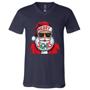 Merry Rizz Mas Sigmas Gen Alpha Middle School Christmas V-Neck T-Shirt