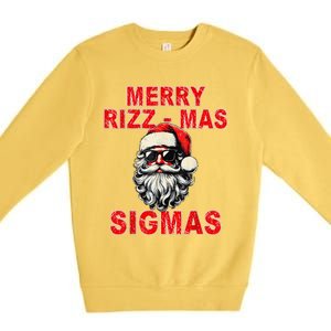 Merry Rizz Mas Sigmas Cool Santa Face Gen Alpha Christmas Premium Crewneck Sweatshirt