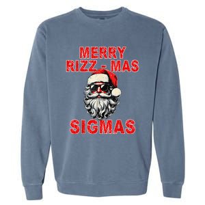 Merry Rizz Mas Sigmas Cool Santa Face Gen Alpha Christmas Garment-Dyed Sweatshirt