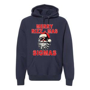 Merry Rizz Mas Sigmas Cool Santa Face Gen Alpha Christmas Premium Hoodie