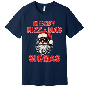 Merry Rizz Mas Sigmas Cool Santa Face Gen Alpha Christmas Premium T-Shirt