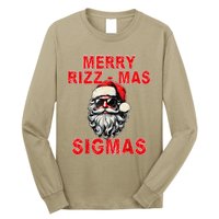 Merry Rizz Mas Sigmas Cool Santa Face Gen Alpha Christmas Long Sleeve Shirt