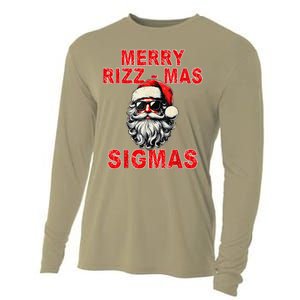 Merry Rizz Mas Sigmas Cool Santa Face Gen Alpha Christmas Cooling Performance Long Sleeve Crew