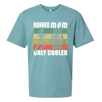 Mom Running Marathon Moms Runner Mom Just Like A Regular Mom Great Gift Sueded Cloud Jersey T-Shirt