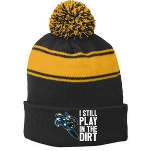 Motocross Rider Motocross Bike Motorcycle Play In The Dirt Stripe Pom Pom Beanie