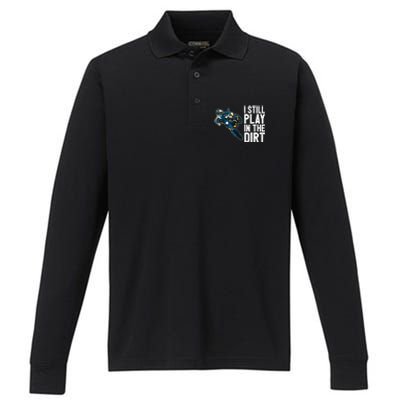 Motocross Rider Motocross Bike Motorcycle Play In The Dirt Performance Long Sleeve Polo