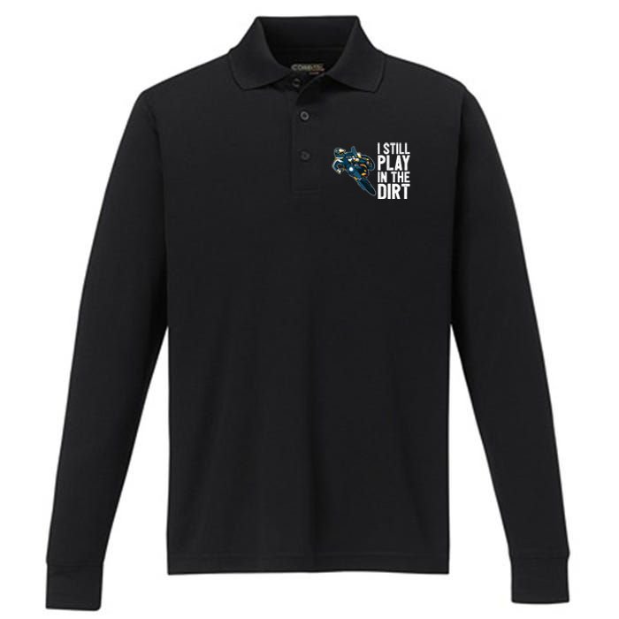 Motocross Rider Motocross Bike Motorcycle Play In The Dirt Performance Long Sleeve Polo