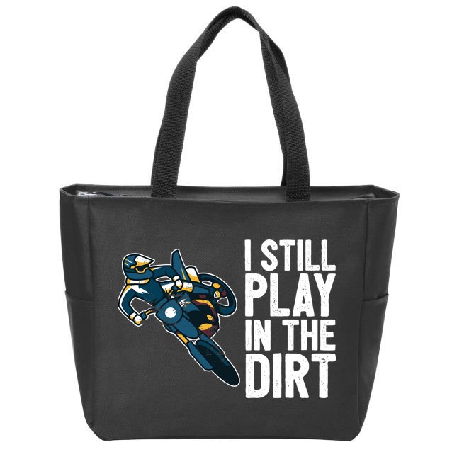Motocross Rider Motocross Bike Motorcycle Play In The Dirt Zip Tote Bag