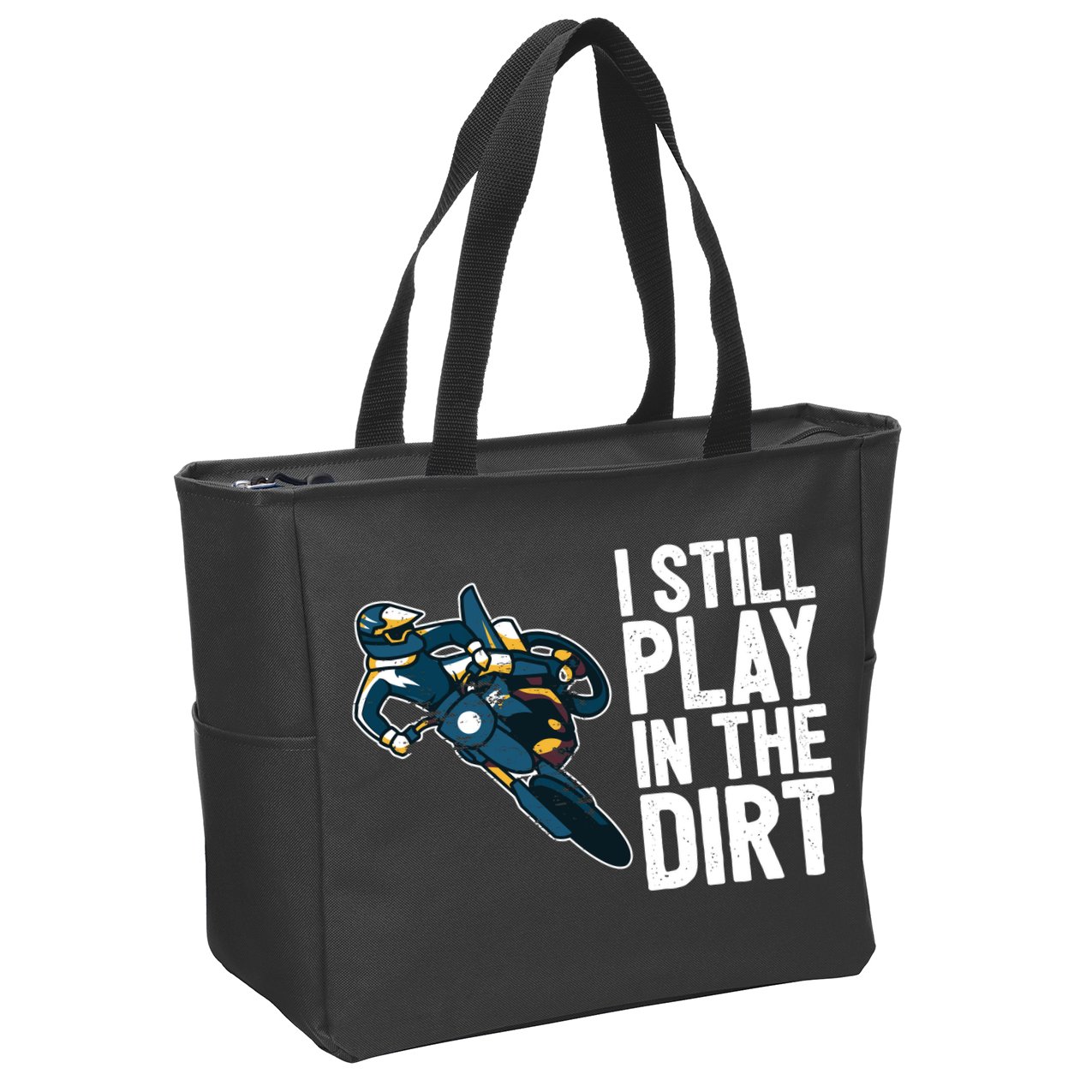 Motocross Rider Motocross Bike Motorcycle Play In The Dirt Zip Tote Bag