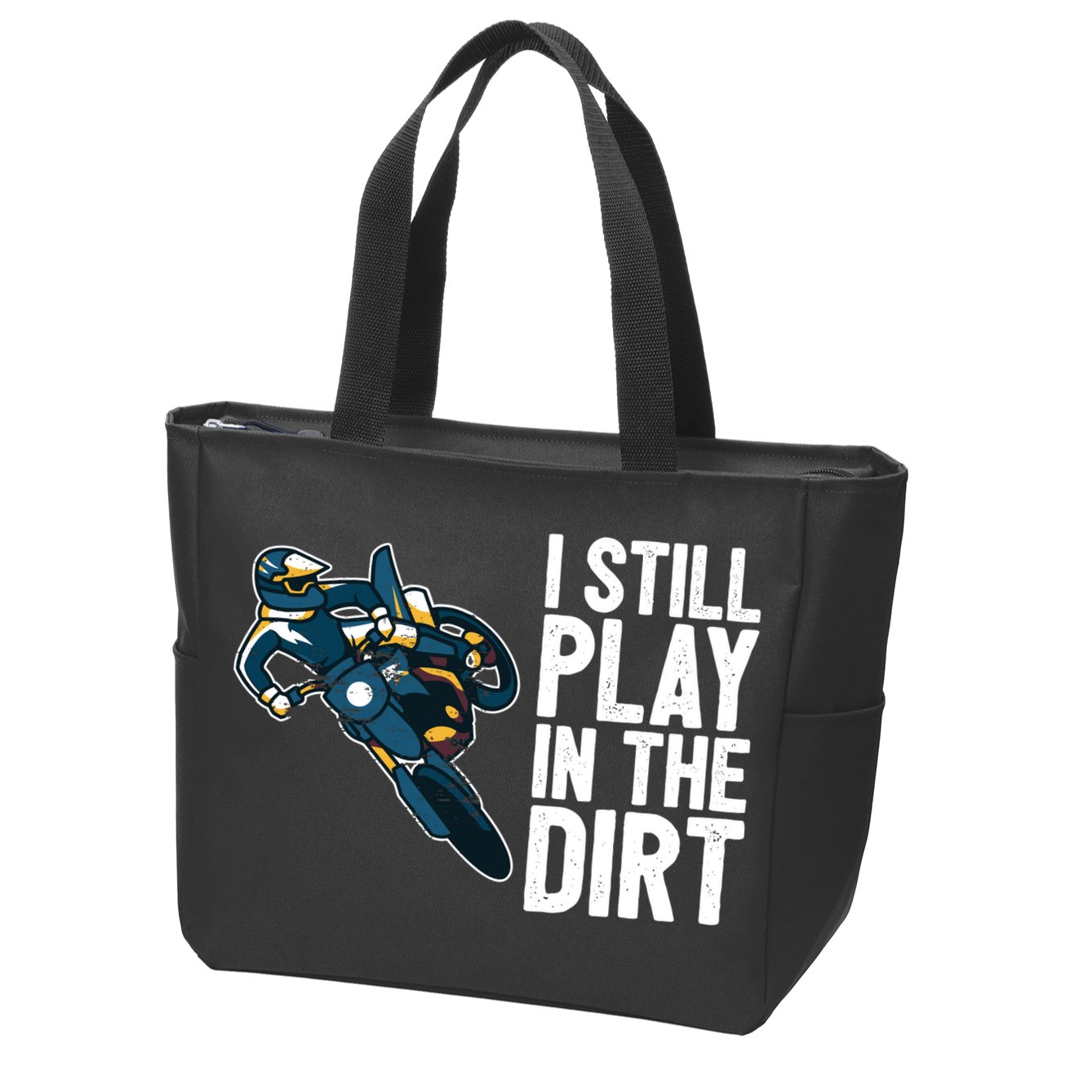 Motocross Rider Motocross Bike Motorcycle Play In The Dirt Zip Tote Bag