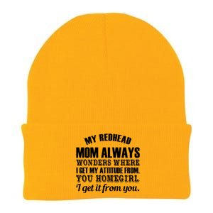 My Redhead Mom Always Wonders Where I Get My Attitude From Gift Knit Cap Winter Beanie