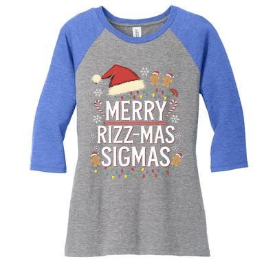 Merry R.I.Z.Z Mas Sigmas Gen Alpha Xmas Santa Women's Tri-Blend 3/4-Sleeve Raglan Shirt