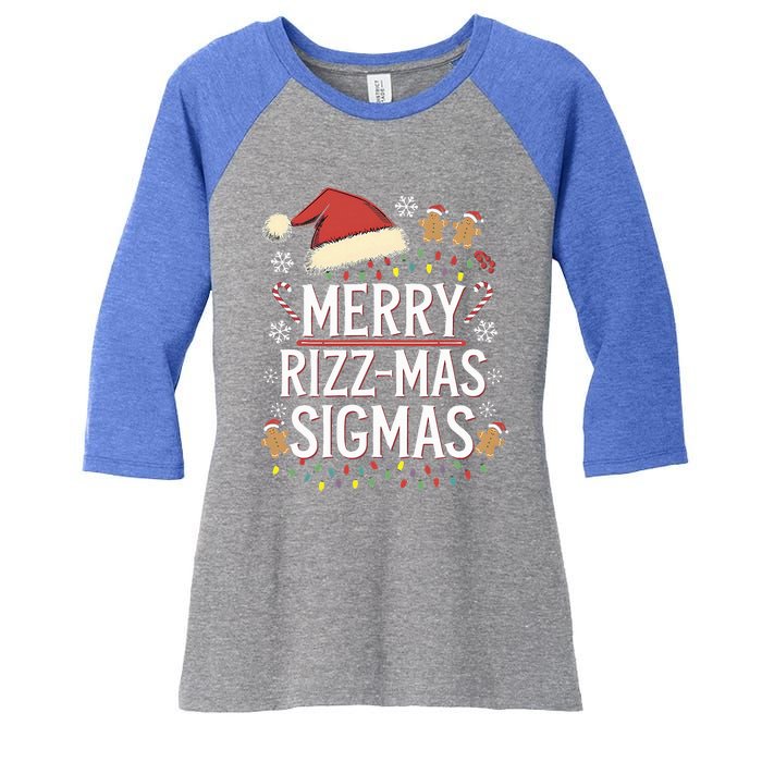 Merry R.I.Z.Z Mas Sigmas Gen Alpha Xmas Santa Women's Tri-Blend 3/4-Sleeve Raglan Shirt