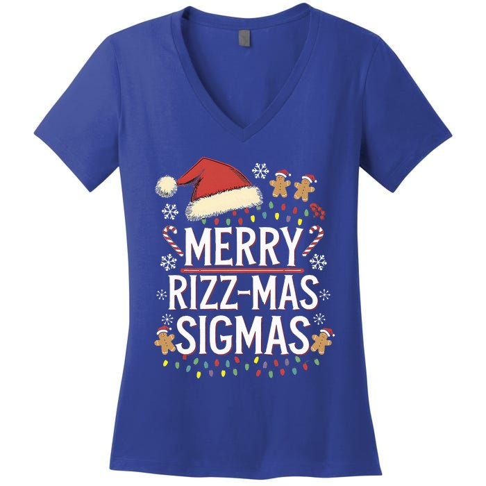 Merry R.I.Z.Z Mas Sigmas Gen Alpha Xmas Santa Women's V-Neck T-Shirt