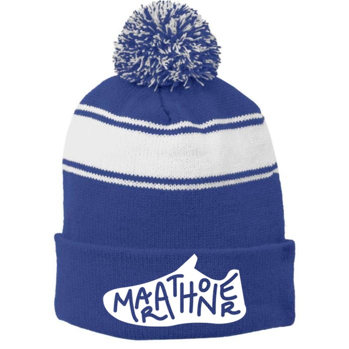 Marathon Runner Marathoner Marathon Running Shoe Gift Stripe Pom Pom Beanie