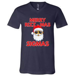 Merry Rizz Mas Sigmas Gen Alpha Middle School Christmas V-Neck T-Shirt