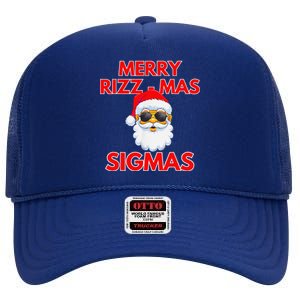 Merry Rizz Mas Sigmas Gen Alpha Middle School Christmas High Crown Mesh Back Trucker Hat