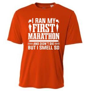 Marathon Running Marathon Runner I Ran My First Marathon Gift Cooling Performance Crew T-Shirt