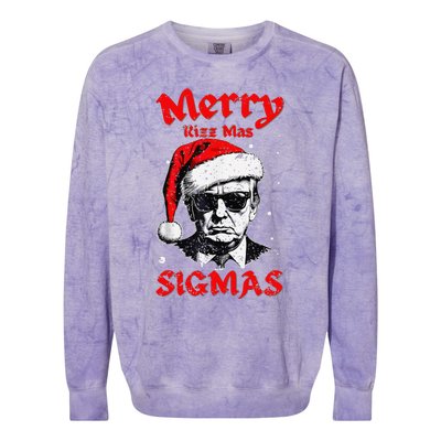 Merry Rizz Mas Sigmas Funny Gen Alpha Xmas Santa Christmas Colorblast Crewneck Sweatshirt