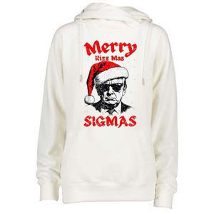 Merry Rizz Mas Sigmas Funny Gen Alpha Xmas Santa Christmas Womens Funnel Neck Pullover Hood