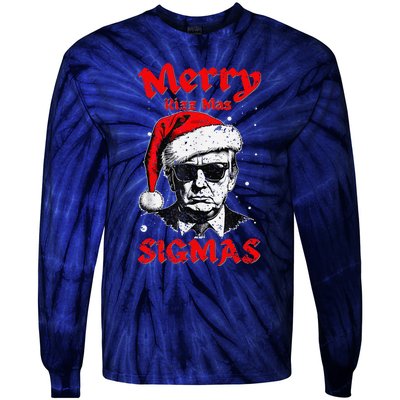 Merry Rizz Mas Sigmas Funny Gen Alpha Xmas Santa Christmas Tie-Dye Long Sleeve Shirt