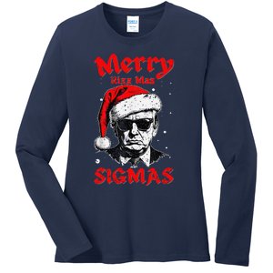 Merry Rizz Mas Sigmas Funny Gen Alpha Xmas Santa Christmas Ladies Long Sleeve Shirt