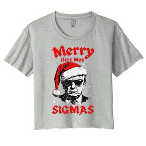 Merry Rizz Mas Sigmas Funny Gen Alpha Xmas Santa Christmas Women's Crop Top Tee