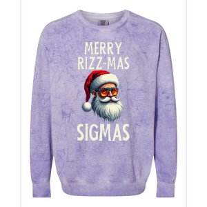 Merry Rizz Mas Sigmas Funny Merry Santa Claus Retro Xmas Colorblast Crewneck Sweatshirt