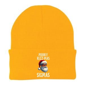 Merry Rizz Mas Sigmas Funny Merry Santa Claus Retro Xmas Knit Cap Winter Beanie