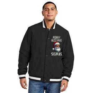 Merry Rizz Mas Sigmas Funny Merry Santa Claus Retro Xmas Insulated Varsity Jacket