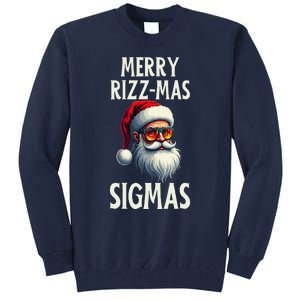 Merry Rizz Mas Sigmas Funny Merry Santa Claus Retro Xmas Tall Sweatshirt