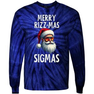 Merry Rizz Mas Sigmas Funny Merry Santa Claus Retro Xmas Tie-Dye Long Sleeve Shirt