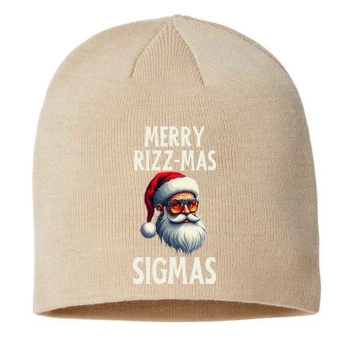 Merry Rizz Mas Sigmas Funny Merry Santa Claus Retro Xmas Sustainable Beanie