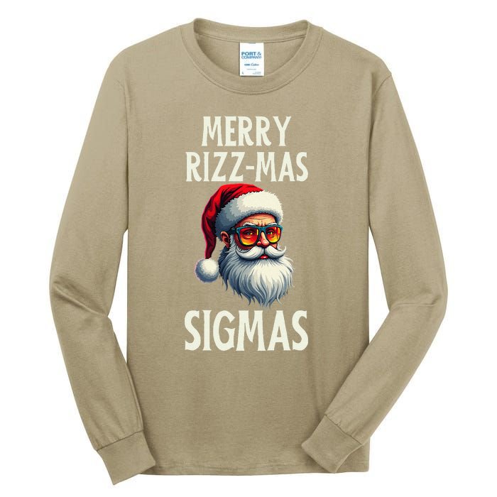 Merry Rizz Mas Sigmas Funny Merry Santa Claus Retro Xmas Tall Long Sleeve T-Shirt