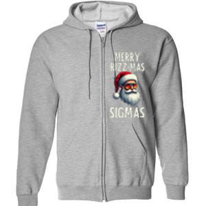 Merry Rizz Mas Sigmas Funny Merry Santa Claus Retro Xmas Full Zip Hoodie