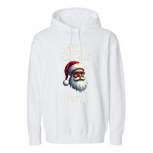 Merry Rizz Mas Sigmas Funny Merry Santa Claus Retro Xmas Garment-Dyed Fleece Hoodie